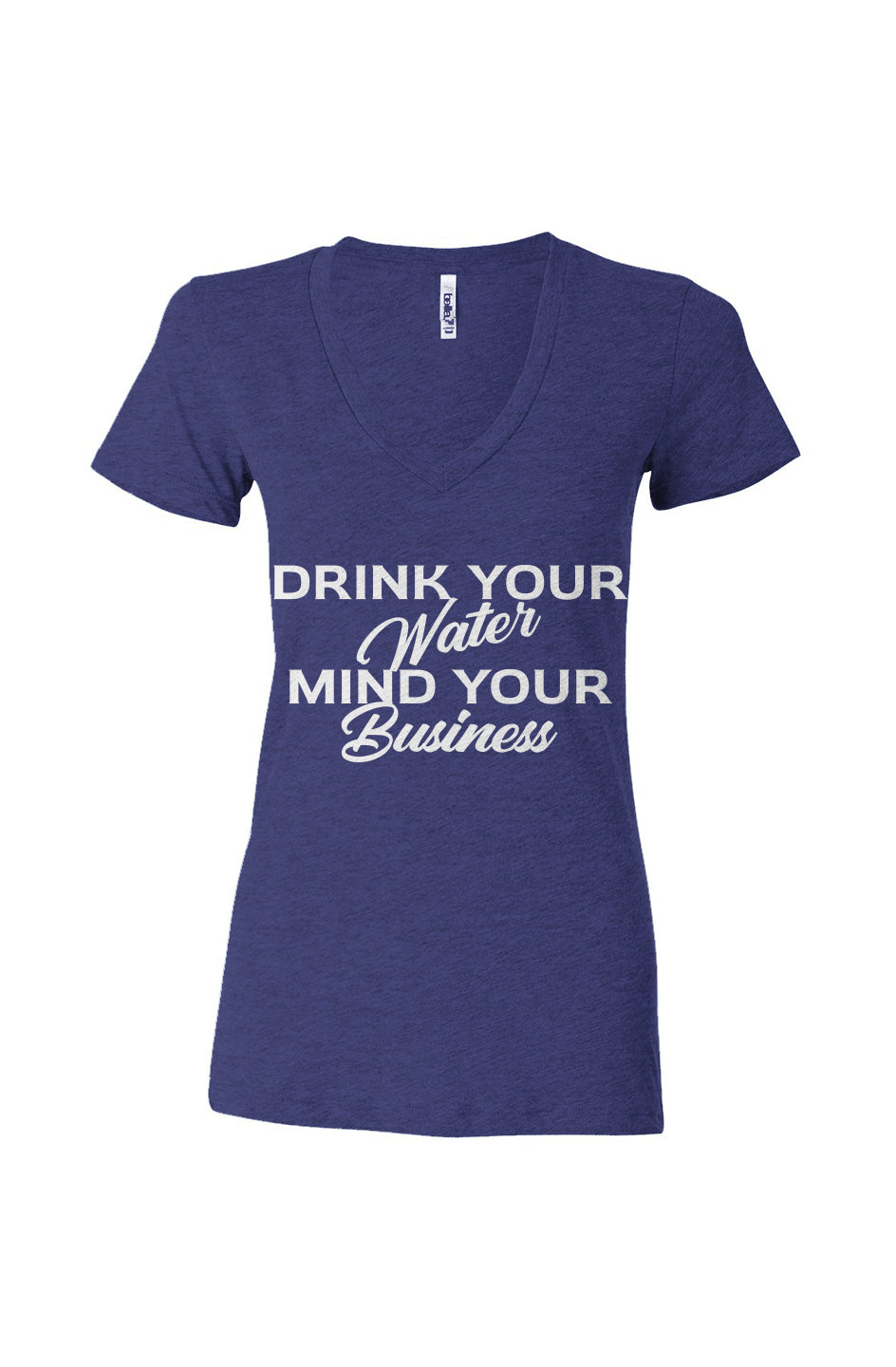Women’s Triblend Deep V-Neck Tee Drink Water Navy