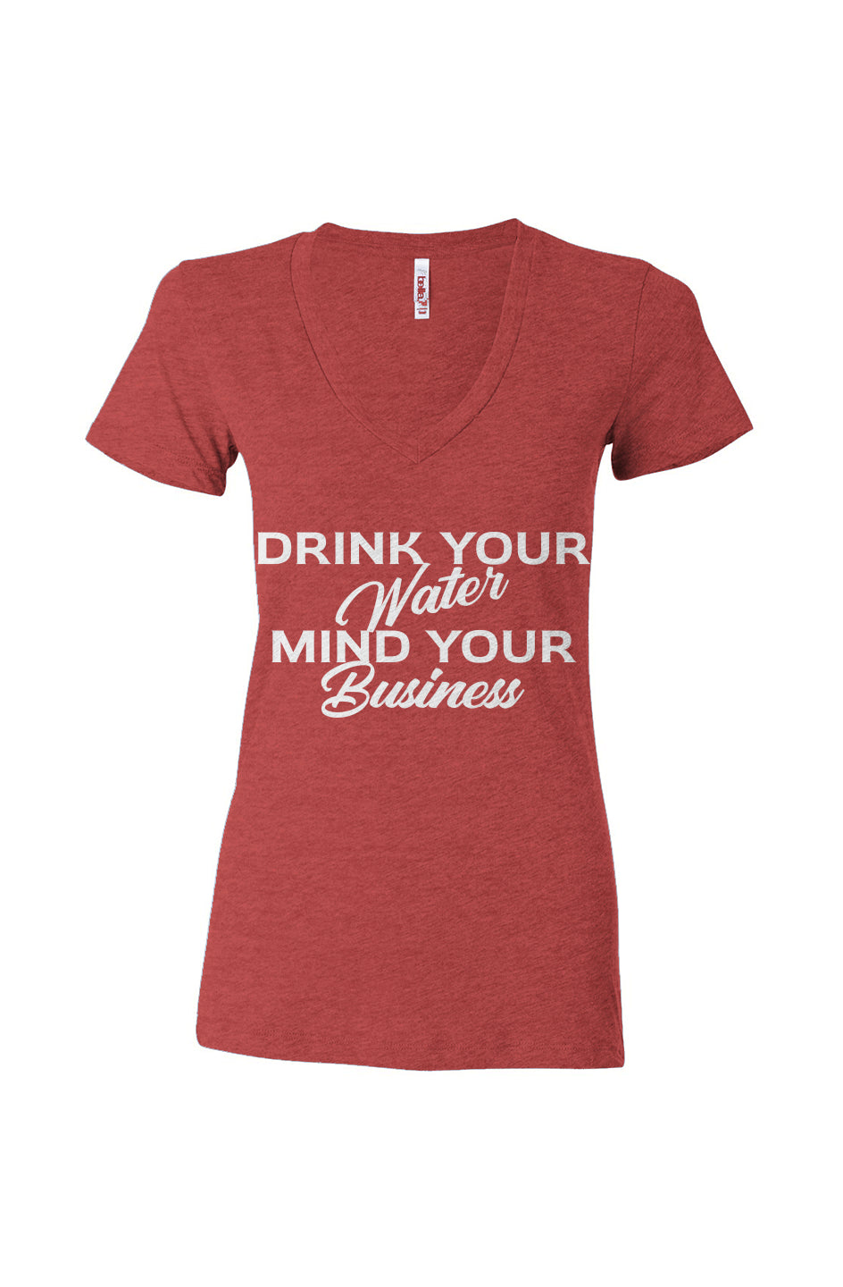 Women’s Triblend Deep V-Neck Tee Drink Water Red