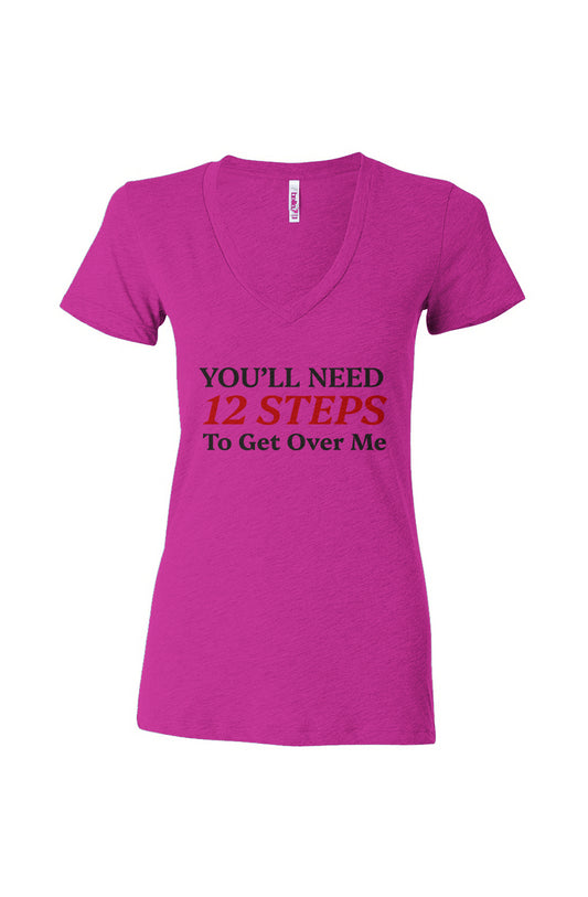 Women’s 12 Step Pink Triblend Deep V-Neck Tee