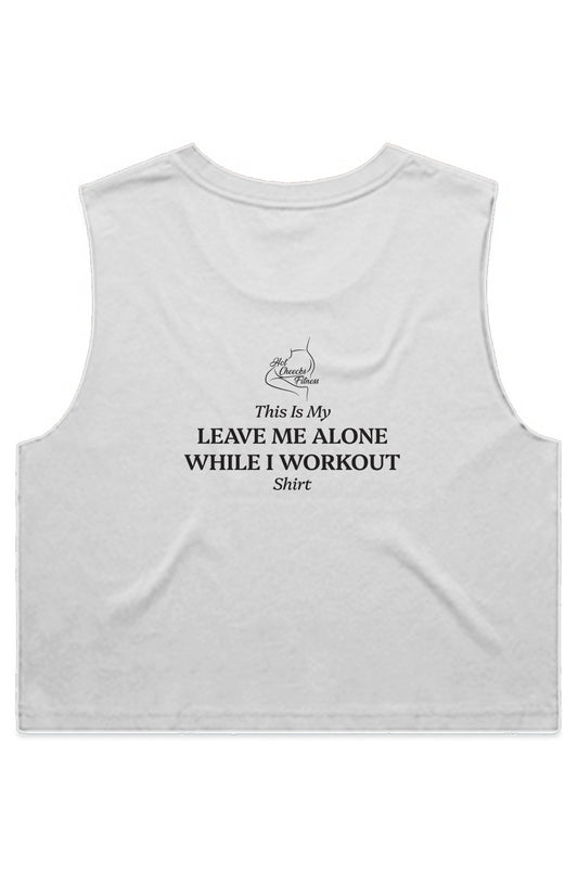 WO'S Leave Me CROP TANK White