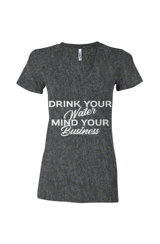 Women’s Triblend Deep V-Neck Tee Drink Water Grey